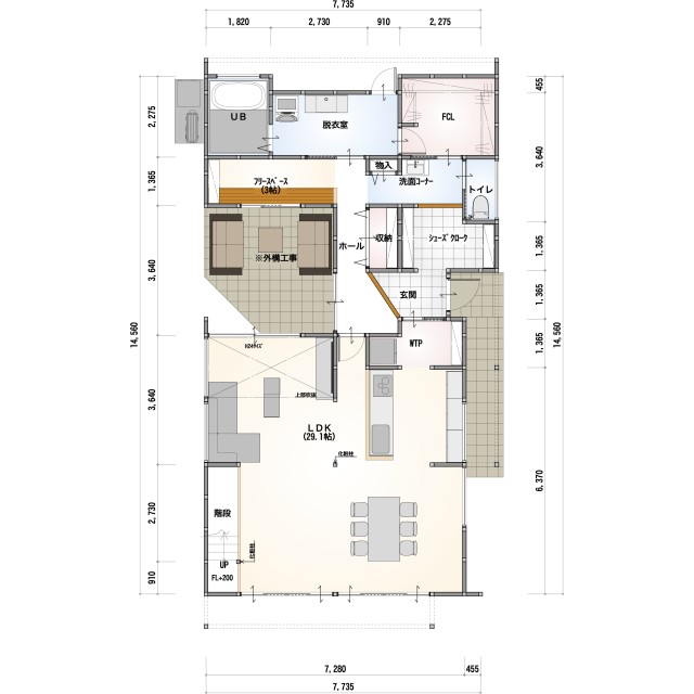 [40坪以上 3LDK]42坪二階建て