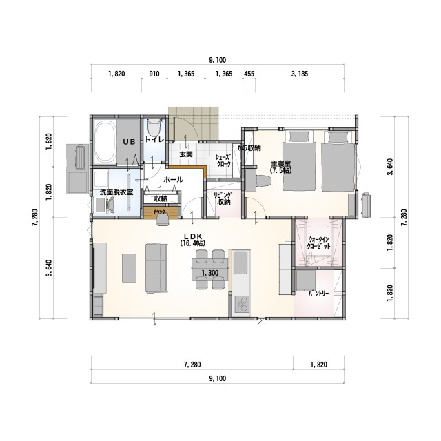 [～30坪 1LDK]19坪　平屋
