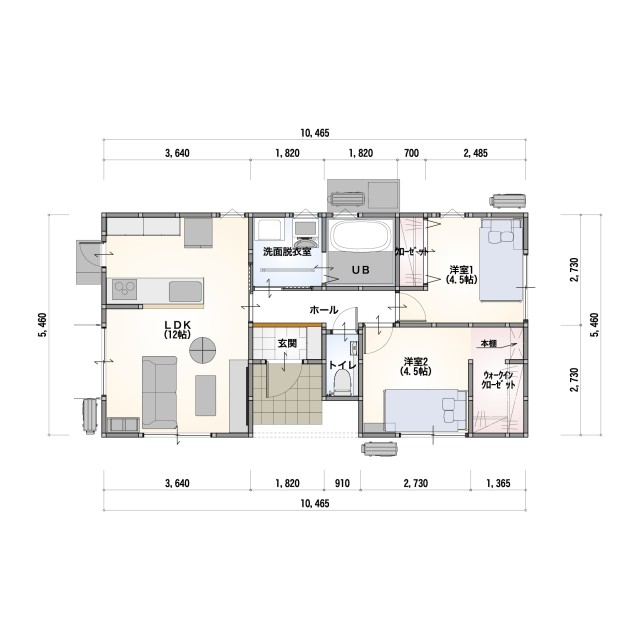 [～30坪 2LDK]16坪　平屋