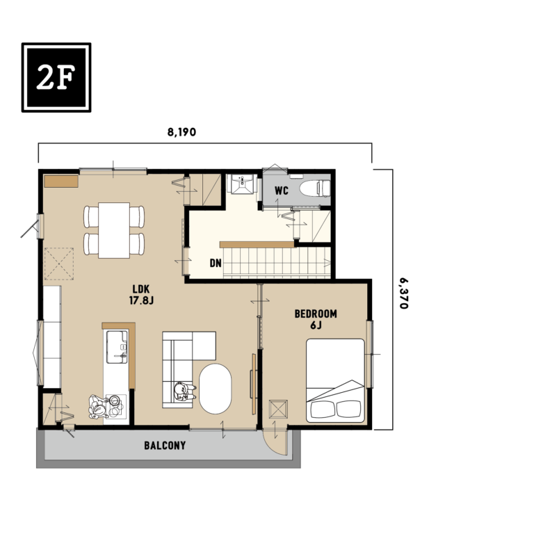 2階リビング×書斎×バルコニー ヴィンテージスタイルのお家