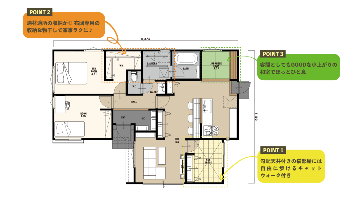 猫好き家族が考えた!愛猫と暮らすたっぷり収納&キャットウォークのある平屋